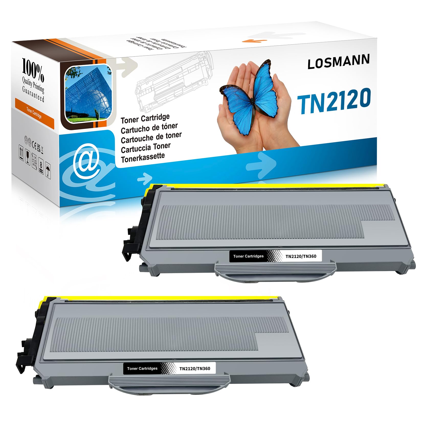 LOSMANN 2X Toner kompatibel als Ersatz für Brother TN-2120 TN2120 für Brother DCP-7030 DCP-7040 DCP-7045N HL-2140 HL-2150N HL-2170 HL-2170W MFC-7320 MFC-7340 MFC-7440N MFC-7840W