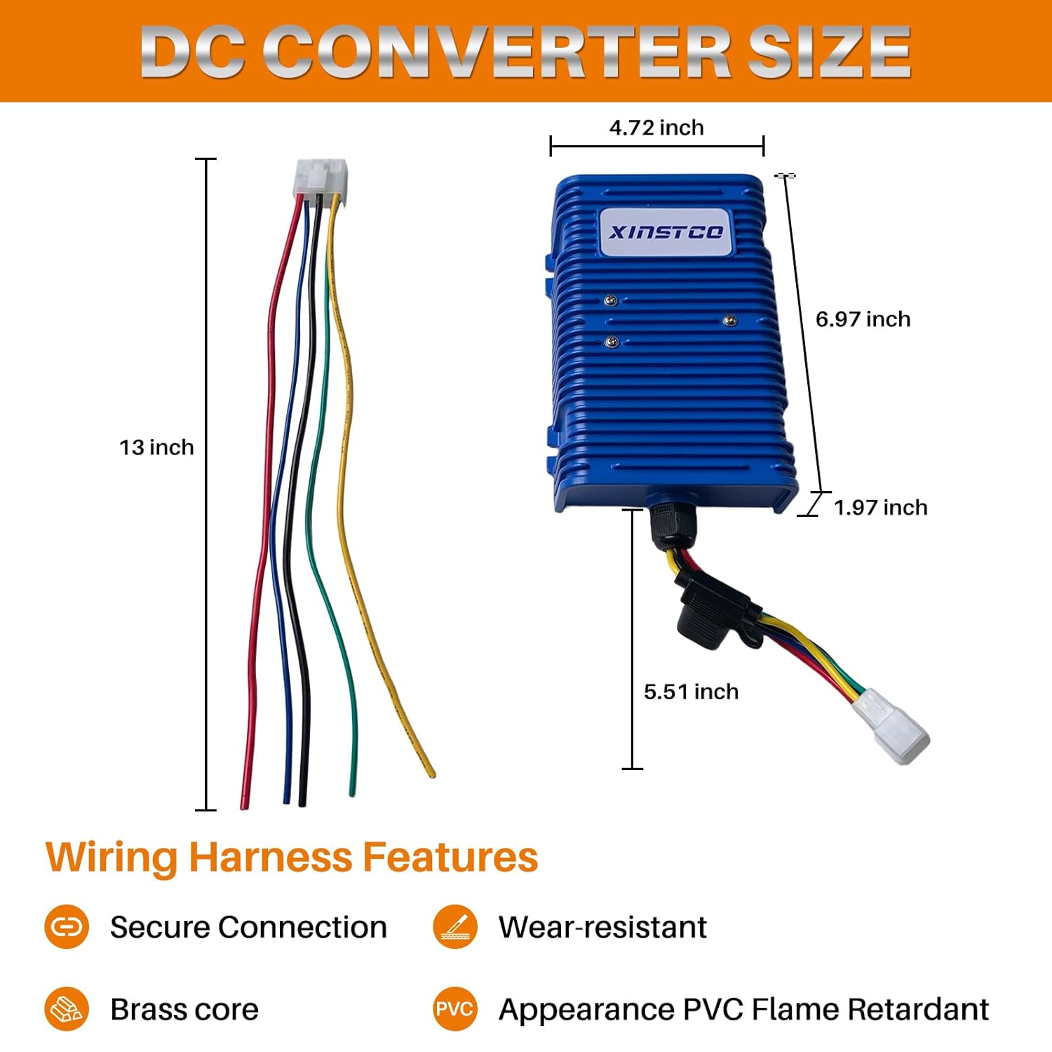Upgraded Golf Cart DC Converter 26-60V to 12V 30A 350W Voltage Reducer Regulator Compatible with EZGO, Club Car, Yamaha, High Efficiency Power Regulator, Universal Golf Cart Step Down Transformer
