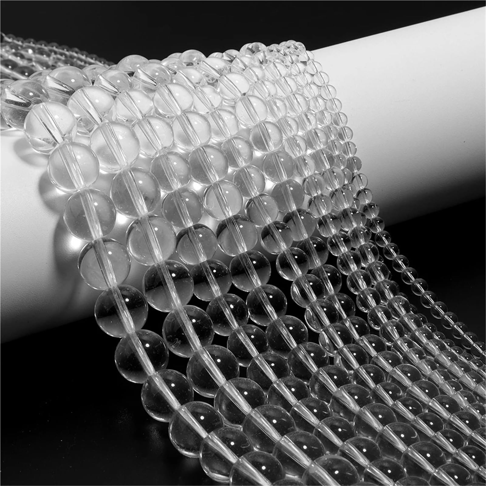 Cuentas de vidrio transparente 4/6/8/10/12mm, cuentas sueltas redondas blancas claras for fabricación joyería, suministros for pulseras y collares DIY Para Bricolaje(12mm approx 100pcs)