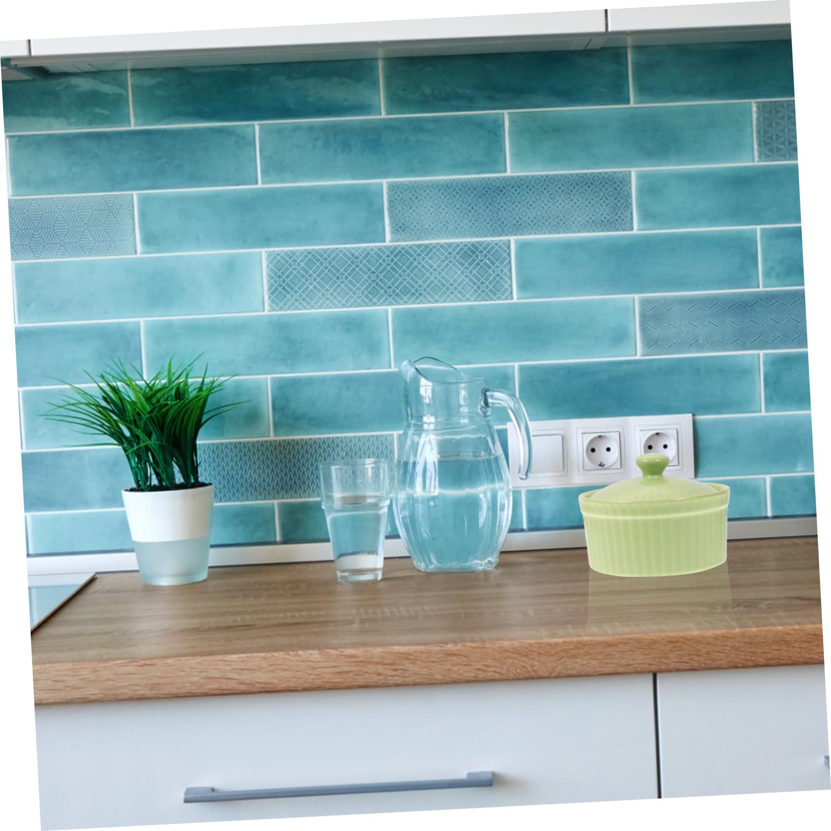 Keramik Souffléform mit Deckel, Grün, 1 Stück für Backen