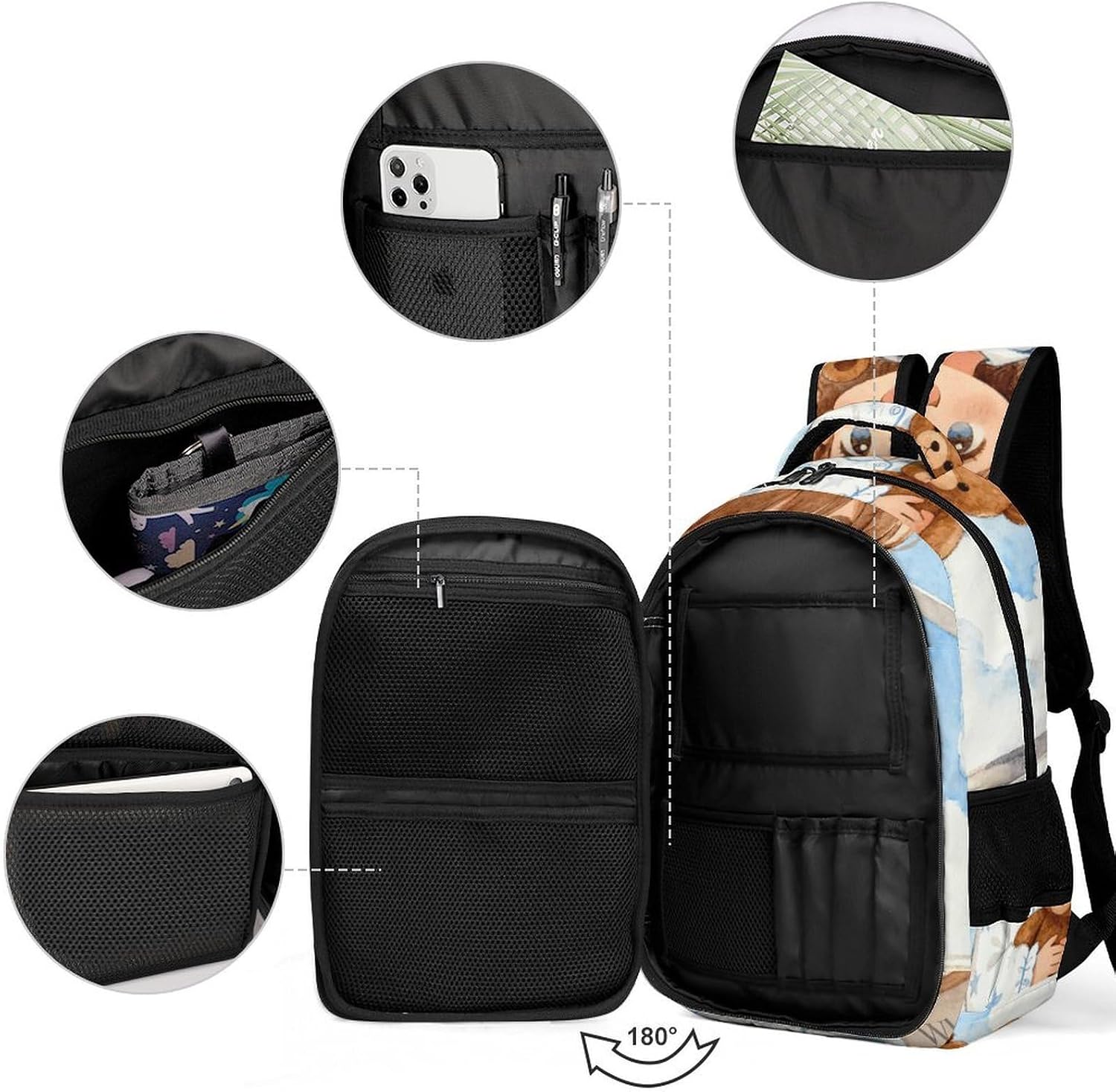 White Pajama Era Backpack for Travel Double-Layer Design Leak-Proof Lightweight Portable Travel Bag Water Resistant Rucksack For Men Women Bookbag image 3