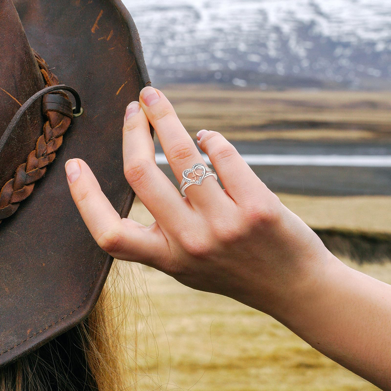 INFUSEU Anillo Iniciales, Plata de Ley 925 Anillos Abiertos Letras Forma Corazón Nombre Inicial Alfabeto A-Z Joyería Personalizada Ajustable Regalos para Mujeres Damas Niñas