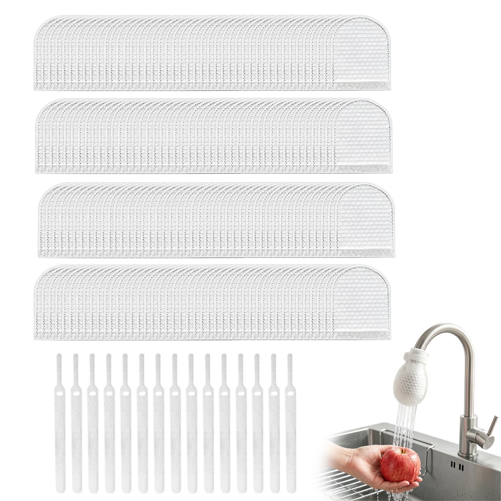 Hounyou 120 Pcs Faucet Filter Cotton Bag, Universal Cotton Filter Bag for Taps Home and Bathroom Daily Use