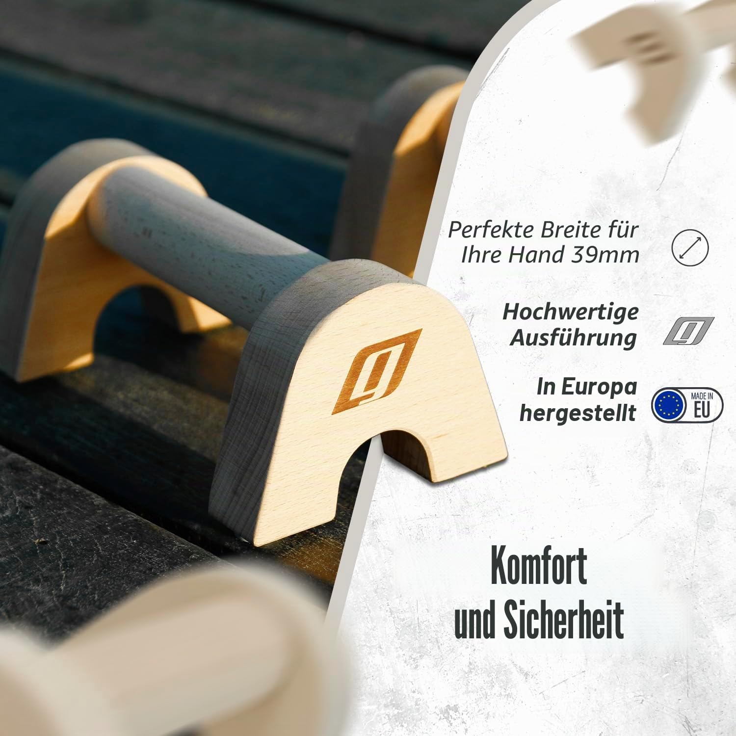 Mini-Parallettes aus Buchenholz 26 cm | tragbare Parallelstangen für Calisthenics, Handstand, Push-Up und L-sit | Rutschfester Boden, inklusive Tasche
