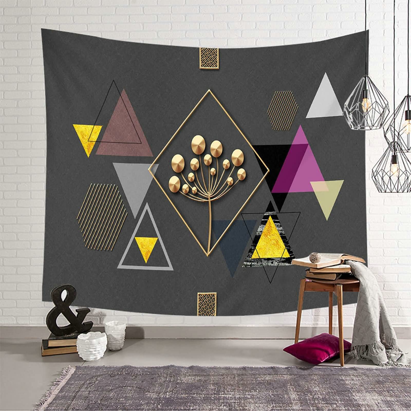 Tapiz de pared KnSam geométrico para crear un salón nórdico moderno de 150x130 cm