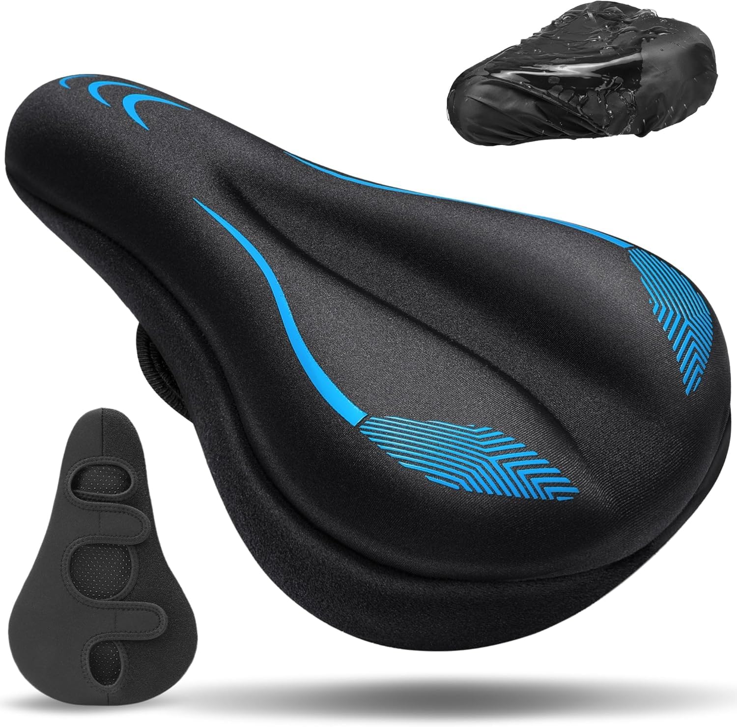 CDYWD Gel Bike Seat Cushion for Men & Women, Extra Soft Gel Padded Bicycle Seat Cover, Comfy Bike Saddle Cushion for Exercise Bike, Ebike, Road Bike, Beach Cruiser, Mountain Bike — image 1