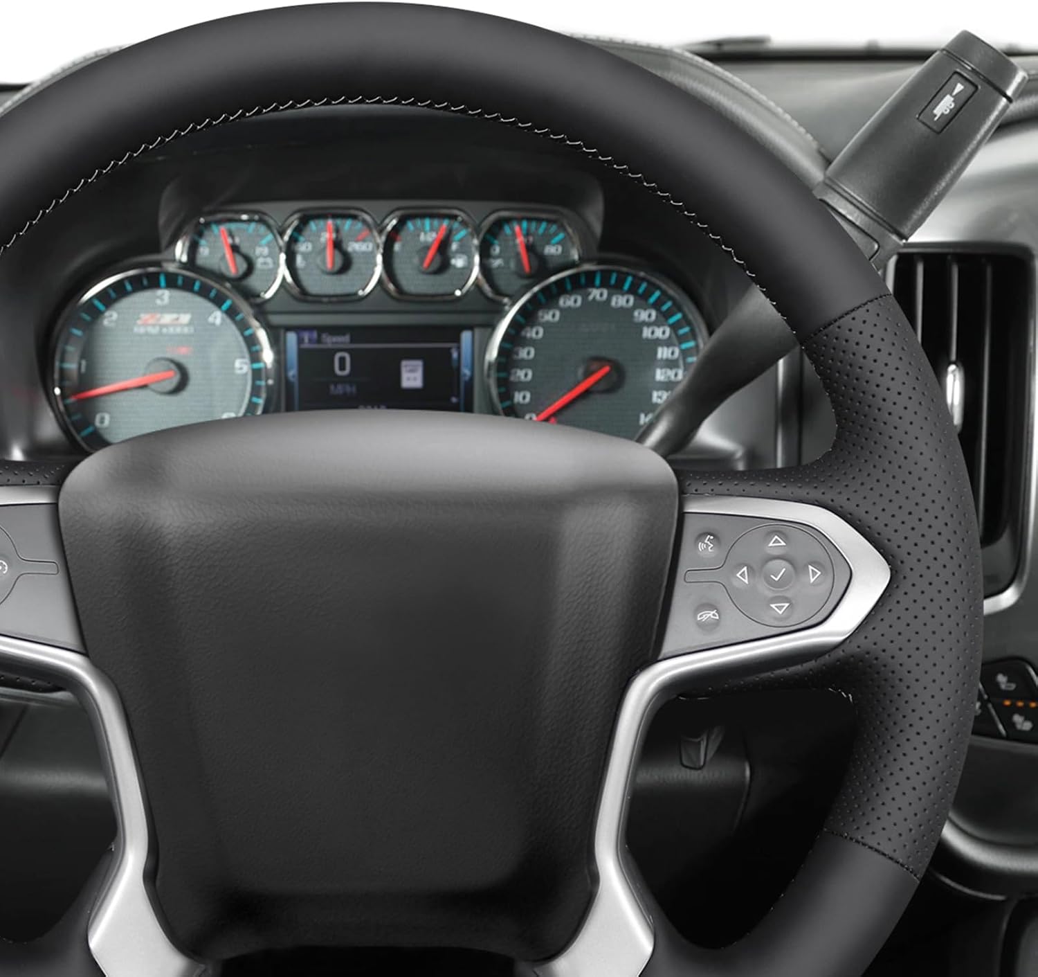 MEWANT Steering Wheel Cover Compatible with Chevy Silverado 1500 / Silverado 1500 LD / 2500/3500/ 4500HD / 5500HD / 6500HD Hand-Stitched Microfiber Leather Steering Wheel Wrap