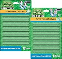 Green Gobbler Fresh Scent Drain Sticks - Enzyme Cleaner Deodorizer for Sinks, Toilets, Tubs, Septic Safe, 24 Pack Monthly Supply