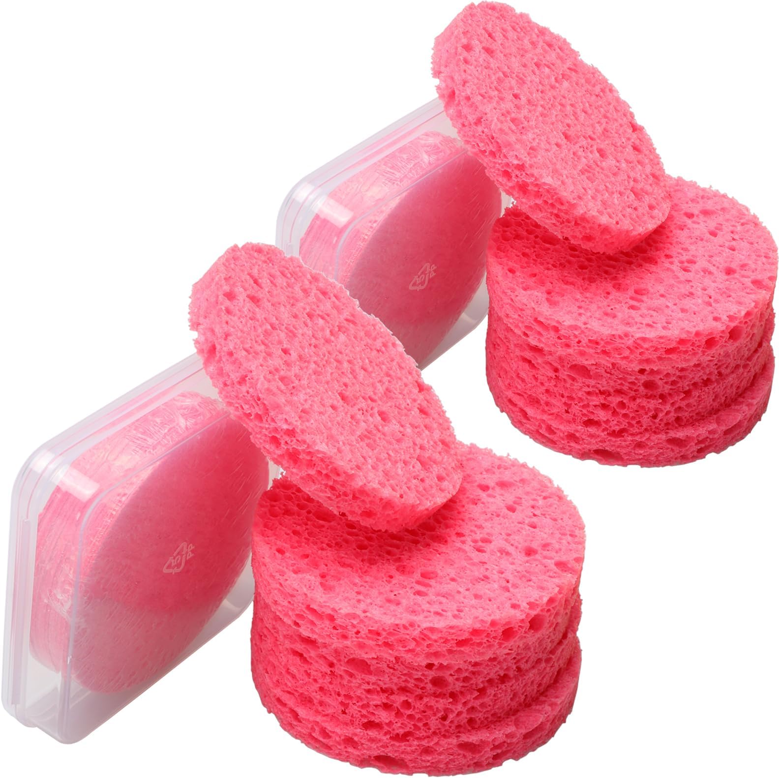 Ocim 30Pcs Compressed Facial Sponges;Face Sponge for Washing Cleansing and Exfoliating Estheticians with Travel Case,Pink