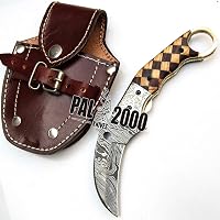 PAL 2000 KNIVES 8740 Damaszkusz Kés Kézműves Összecsukható Vadászkés Bőrtokkal 4