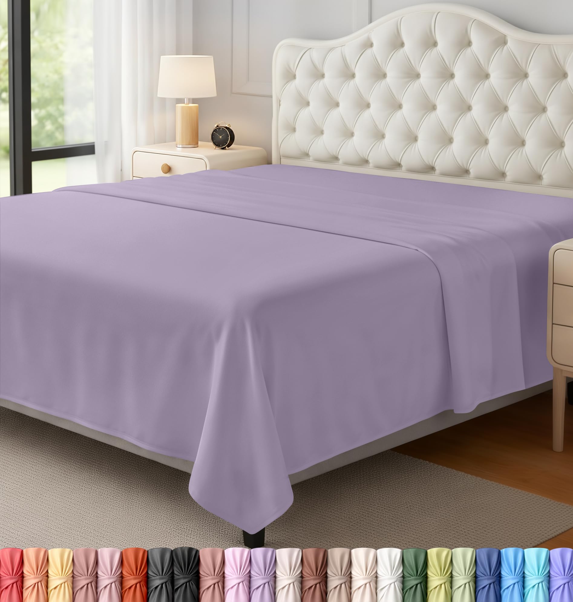 Utopia Bedding Flat Sheet - Soft Brushed Microfiber Fabric - Shrinkage & Fade Resistant Top Sheet - Easy Care - 1 Flat Sheet Only (King, Lavender)