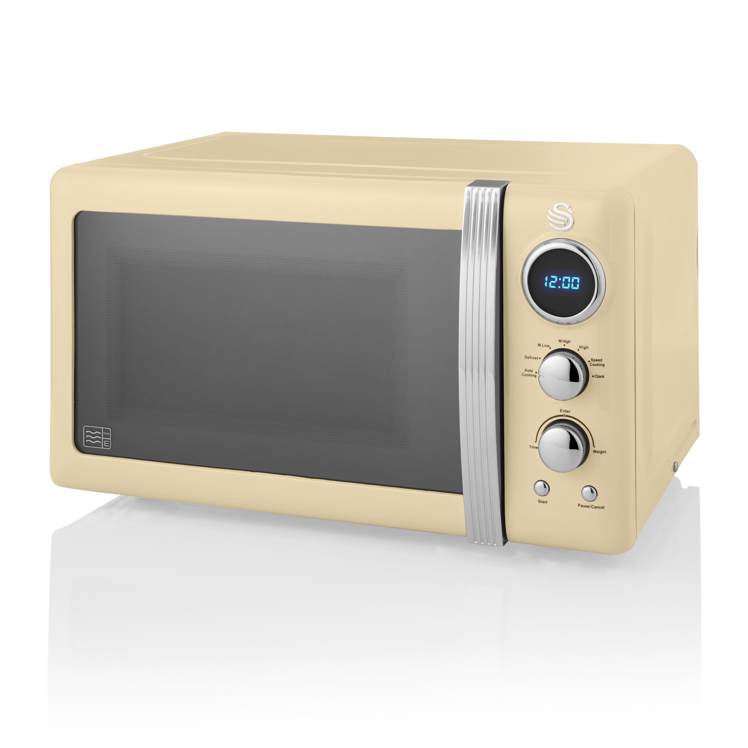 Swan Retro LED Digital Microwave Cream, 20L, 800W, 6 Power Levels Including Defrost Setting, Cream, SM22030LCN