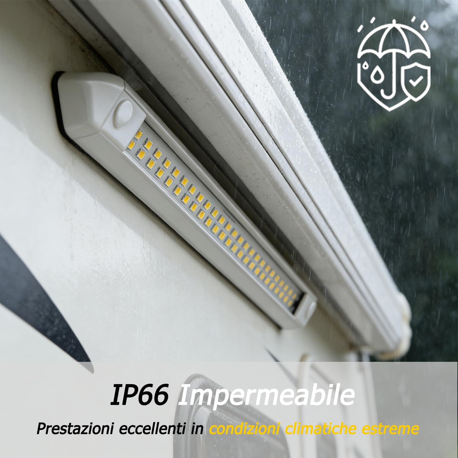 D-lite Luce LED Esterna per Camper, Barra LED 12v 55CM in Alluminio | Luce Bianca 6000K, IP66 Impermeabile, Bianca, Illuminazione LED per Veranda Tendalino Furgone, Montaggio a Parete