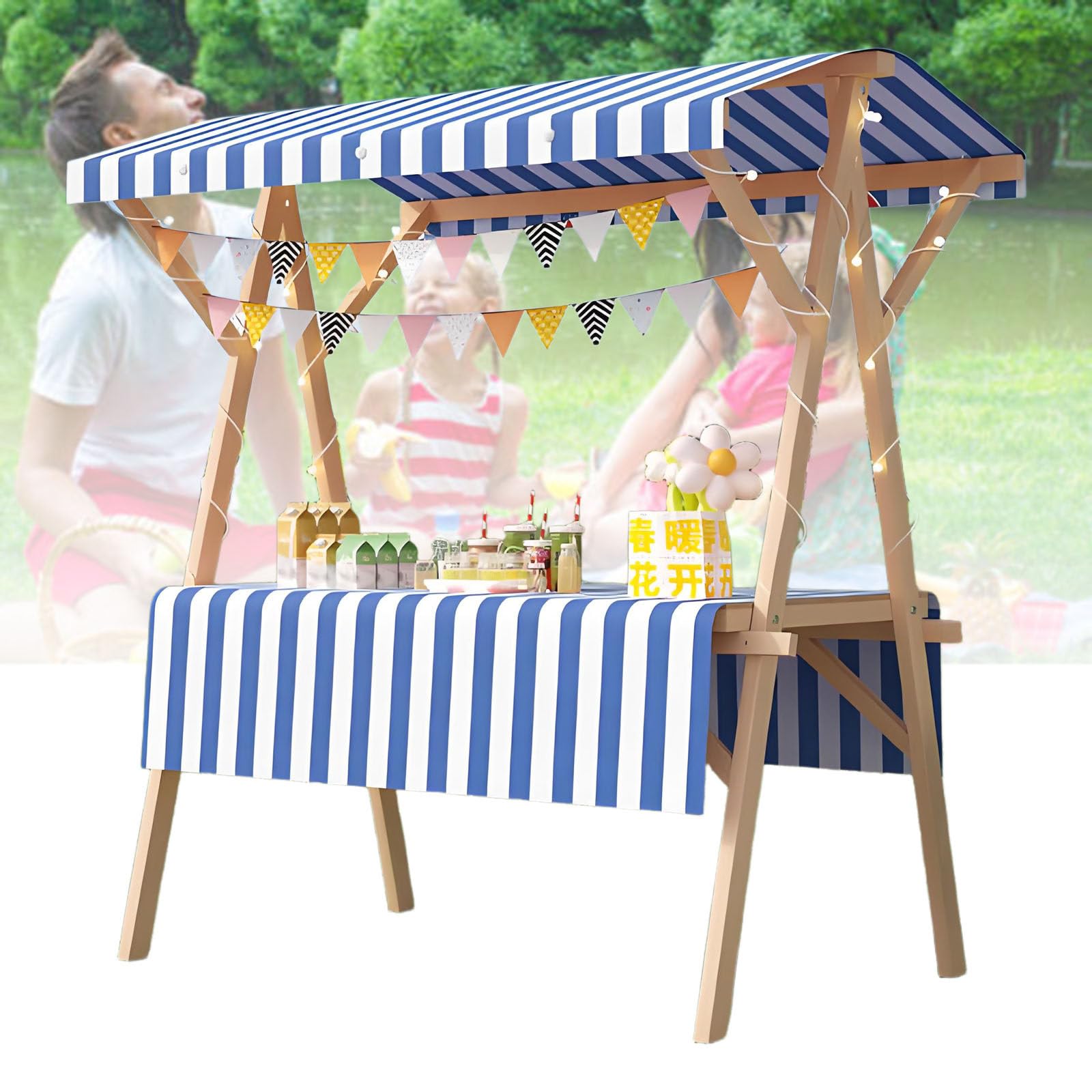 Présentoir extérieur pliable en bois pour créer un stand de vente nomade