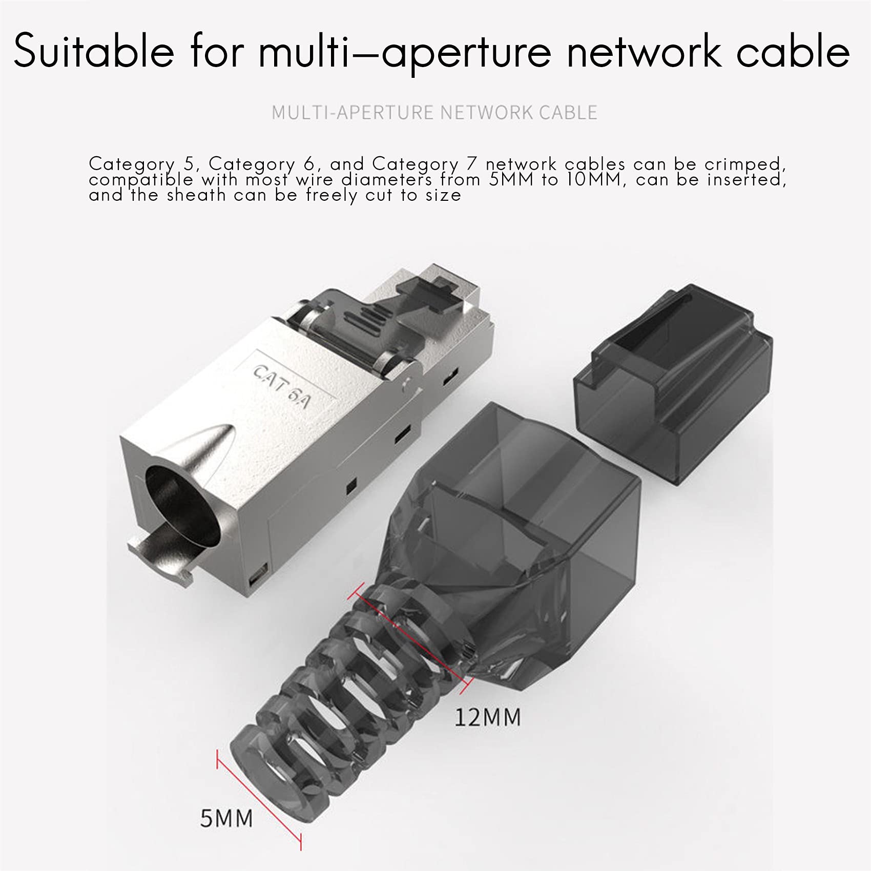 24-częściowy beznarzędziowy ekranowany RJ45 Cat 7 zakończenie wtyczka Cat7 wtyczka / złącze Cat7 modułowe 23 / 24AWG czarne