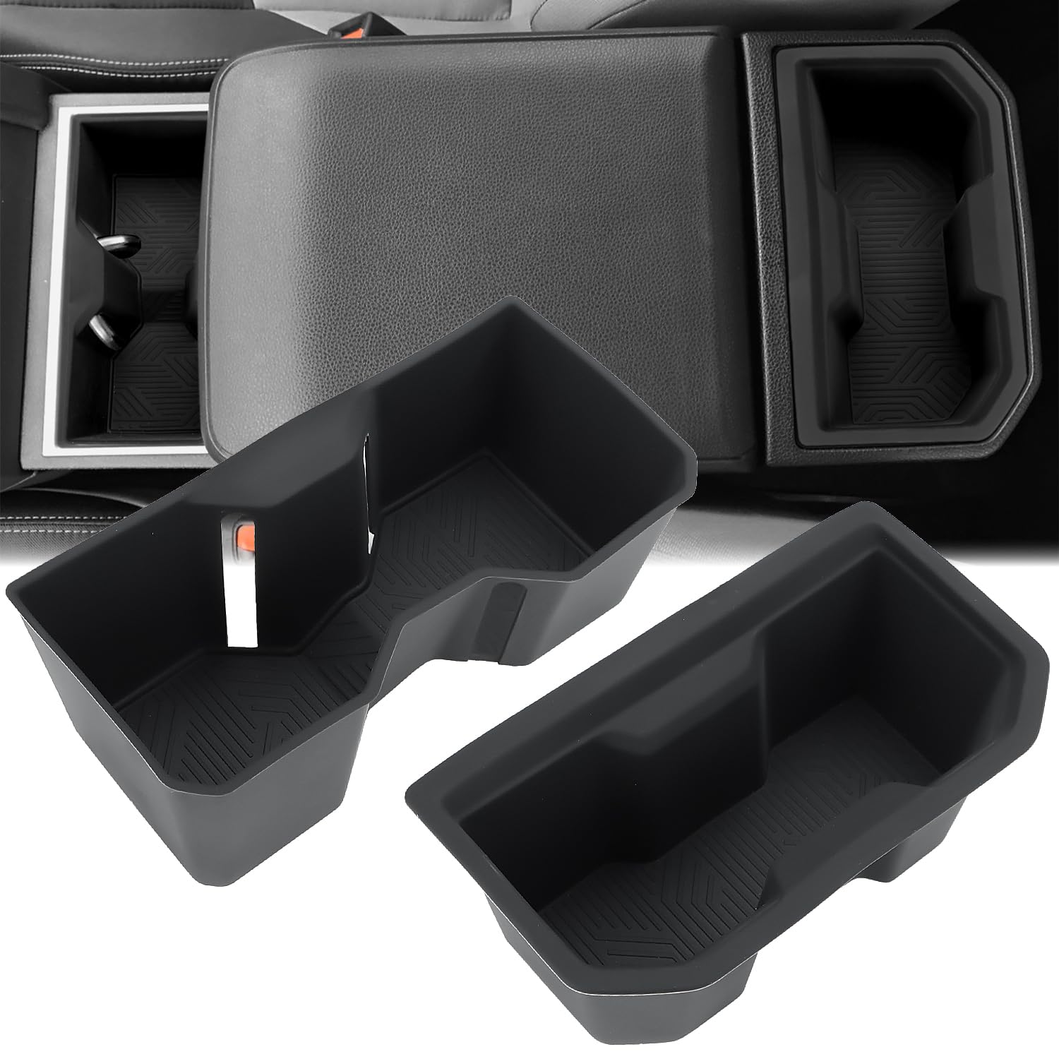 Auovo Center Console Front&Rear Cup Holder Inserts Fit for Toyota Tacoma Accessories 2024 2025 2026 Tacoma Truck Silicone Front Center Console & Rear