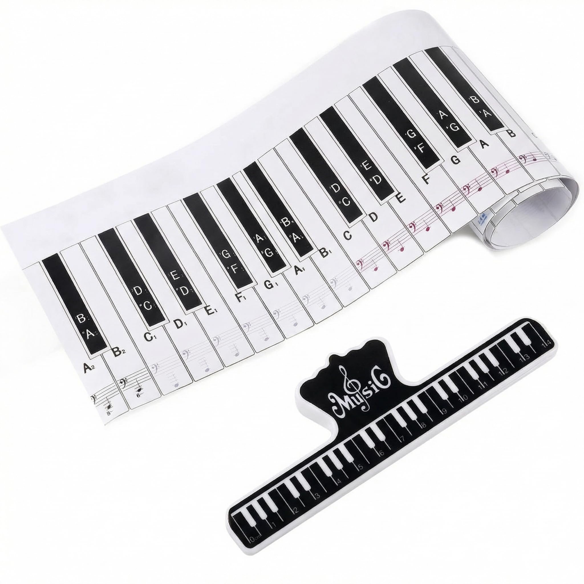 BENBO 88 Key Keyboard Piano Finger Simulation Practice Guide Teaching Aid Note Chart with 1 Music Book Clip, Portable Waterproof Electronic Piano Exercise Cardboard for Beginner Student