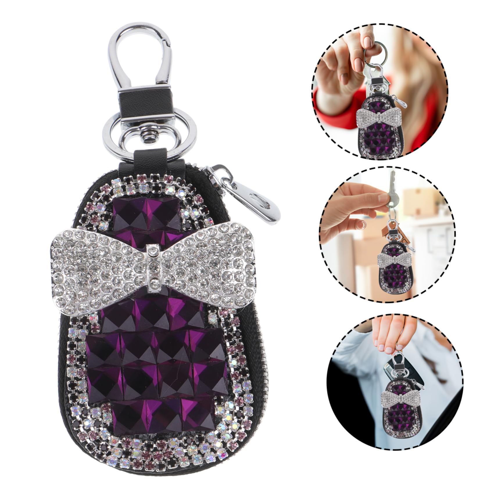 LIFKOME 3pezzi Custodia Per Chiavi Auto Strass Elegante Pouch Protettivo Per Chiavi Con Design Minimalista e Chic Accessorio Fashion Per Auto Adatta Tutti Gli Stili