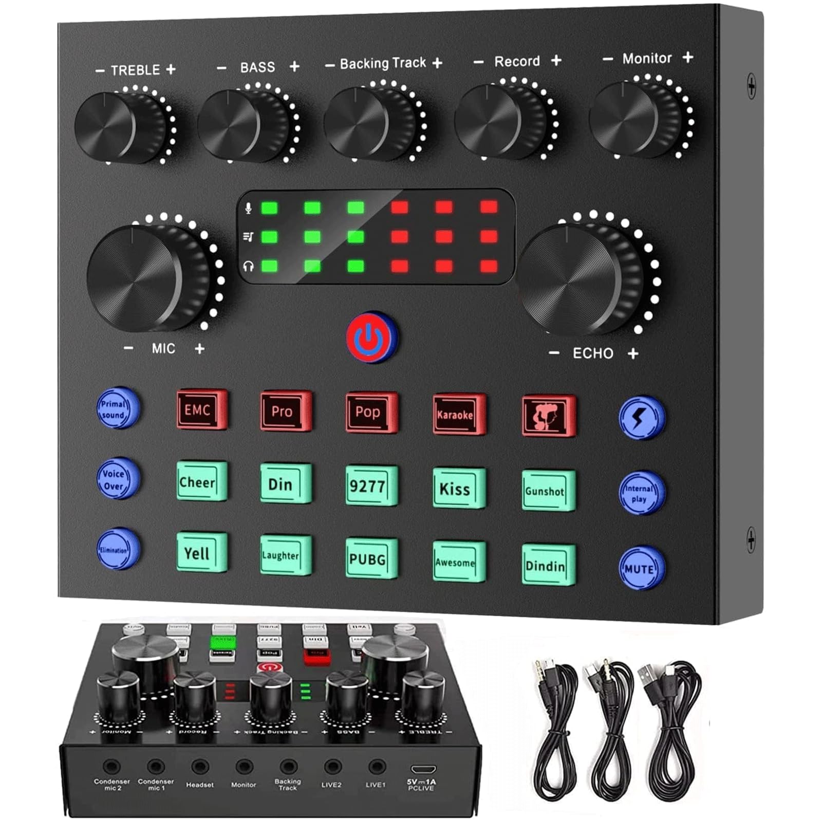 LinJie V8S Live Sound Card,Mini Sound Mixer Board,Portable Audio Mixer,Voice Changer Device For Singing/PC Video Chat/Live Streaming/Broadcast/Karaoke