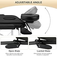 Vista 4 de VARIPOWDER Mesa de masaje ajustable con cojín de almohada, mesa de masaje, silla de cama, reposacabezas y almohada facial, plataforma de masaje