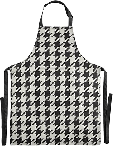 Miniatura 2 de Delantales clásicos de pata de gallo para mujeres y hombres con bolsillos, delantal de cocina impermeable, delantal de cocina ajustable para mujeres