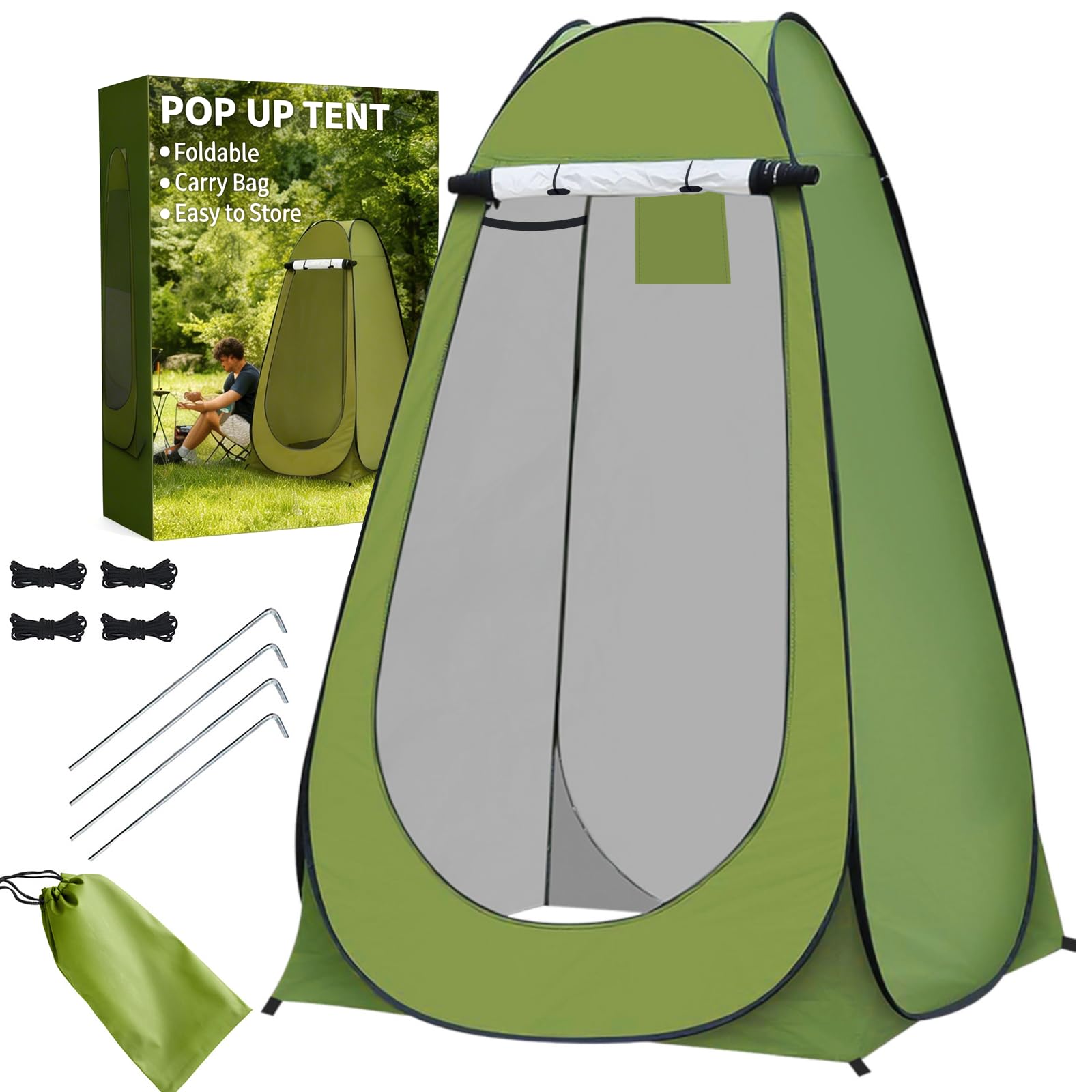 Crystals Pop Up Toilet Tents for Camping, Pop Up Changing Tent for Shower, Privacy Tent Portable Changing Room for Outdoor Adventures, Hiking, Fishing, Beach or Picnic (Green)