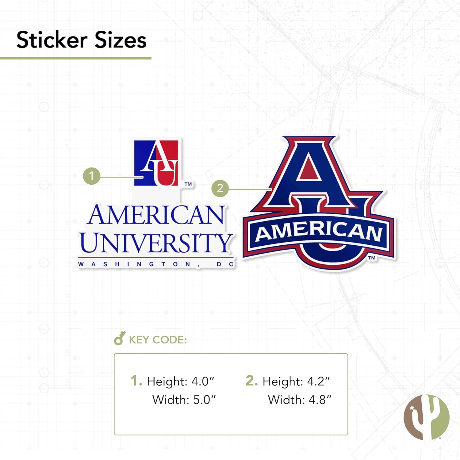 Desert Cactus American University Car Accessories Metal License Plate Frame and Sticker for Front or Rear of Car (Sticker Frame Combo - Mascot)