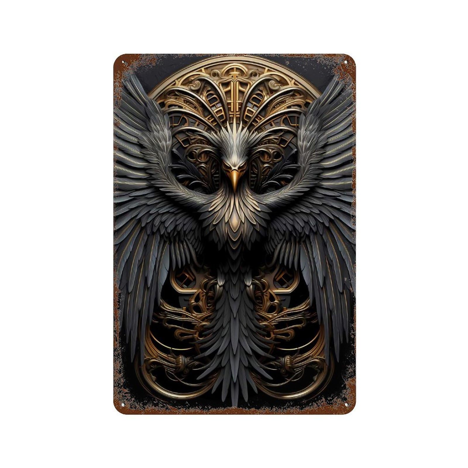 Celestial Phoenix Reborn 11.8"x7.9" Vintage Metal Tin Sign, Industrial Home Decor for Farmhouse, Kitchen And Entryway Decor