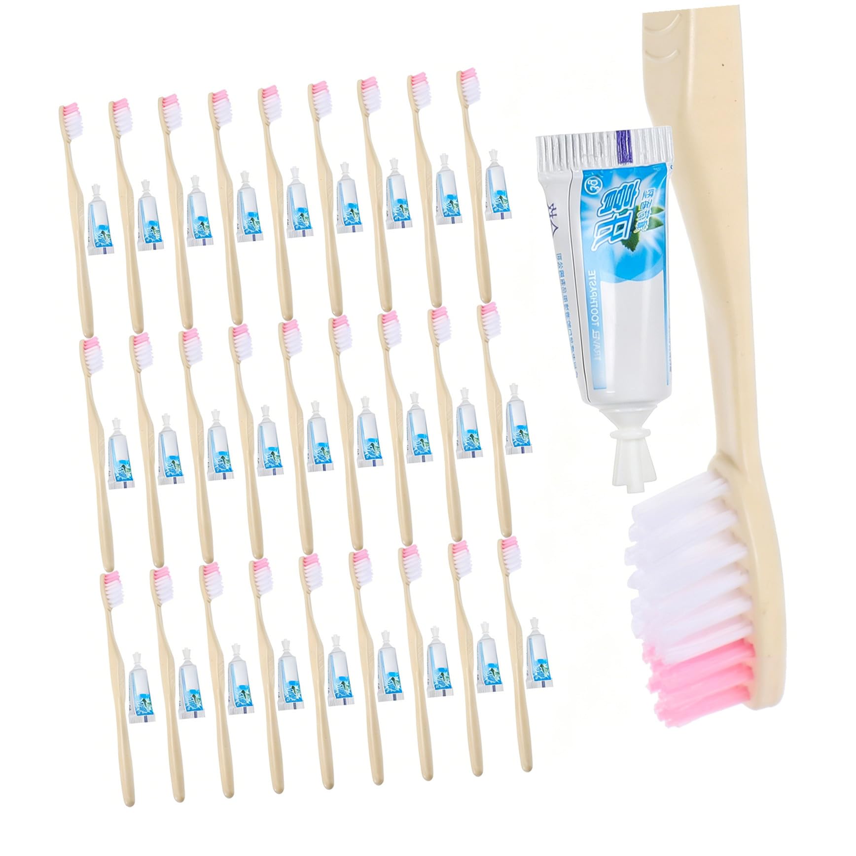 Outanaya Set di Spazzolini da Denti Monouso 100 Pezzi con Dentifricio Piccolo in Plastica Portatile per Hotel e Gite Stili multipli