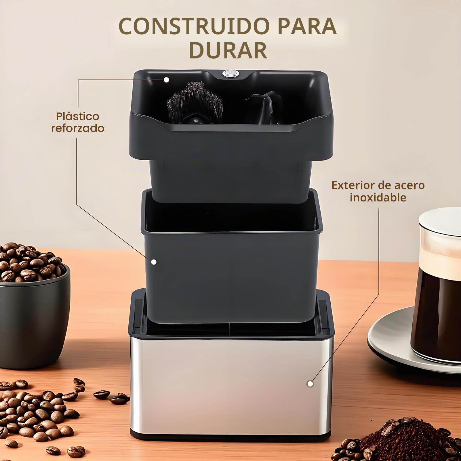 Limpiador de portafiltros eléctrico con Cabezales de Cepillo y Dos raspadores, diseñado para portafiltros de 58 mm (para una o Dos Tazas), Ideal para cafeterías domésticas o comerciales Silver