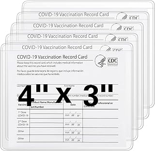 Mljsh Vaccine Card Holder Scratchproof, 5-Pack Vaccine Card Protector 4×3 inches, CDC Vaccination Card Protectors,Clear Plastic Immunization Record Card Sleeves,Smaller Vax Vaccinate Card Cover Case