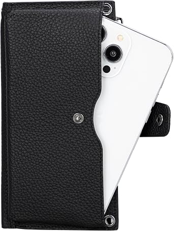 Genuine Leather Women Wallet Bag with Strap, Phone Split, Card and Money Split, 12 Card Slots, Zipper Compartment, Genuine Leather Wallet Bag with Removable Strap