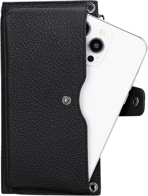 Genuine Leather Women Wallet Bag with Strap, Phone Split, Card and Money Split, 12 Card Slots, Zipper Compartment, Genuine Leather Wallet Bag with Removable Strap