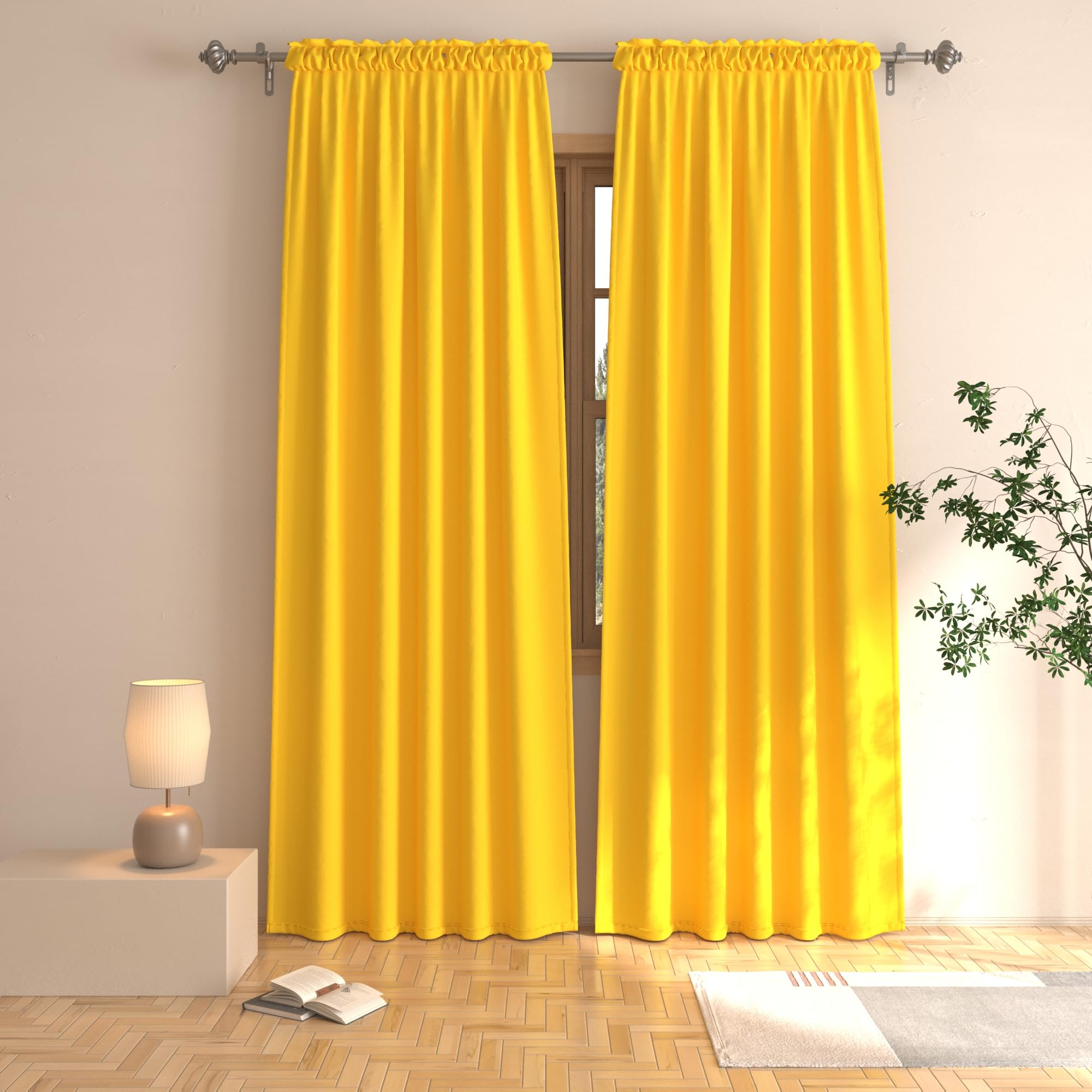 Yellow Panel Curtains Superthick Lemon Yellow Blackout Curtain