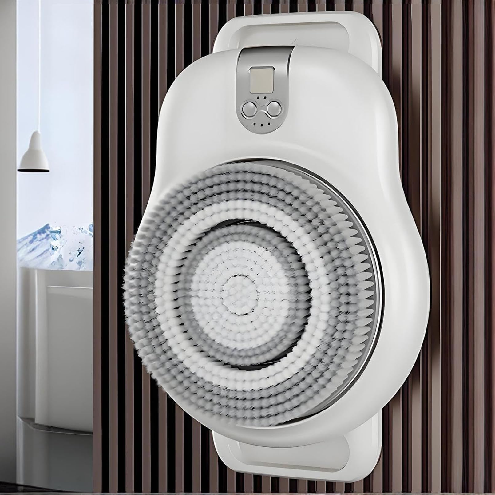 Cepillo de espalda eléctrico, cepillo de espalda montado en la pared, cepillo de espalda con rotación automática de 360° para ducha, ajuste de 2 velocidades, cabezal ancho de 18 cm, para ducha