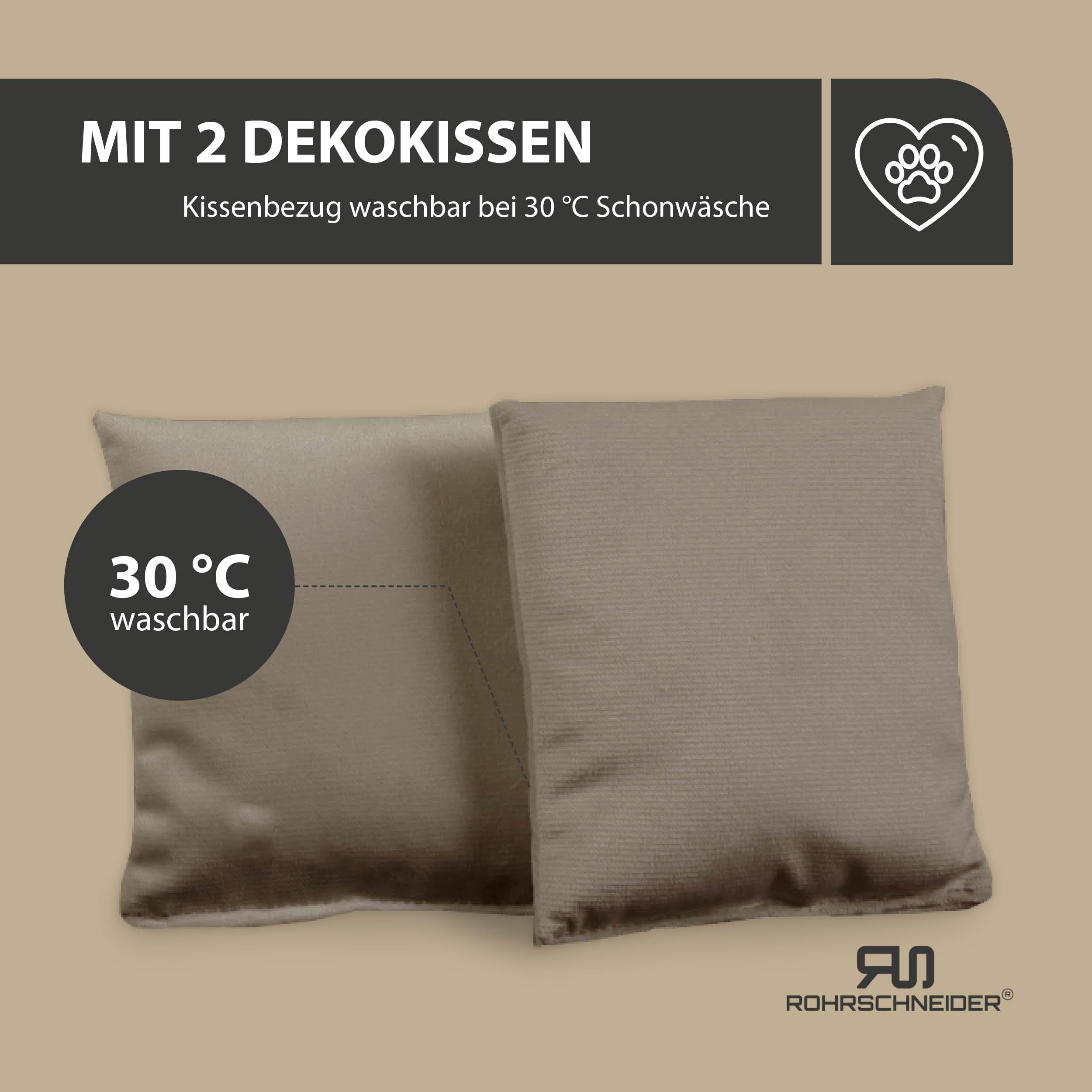 Rohrschneider Hundesofa Cord für mittelgr. & gr. Hunde, waschbar, Taupe