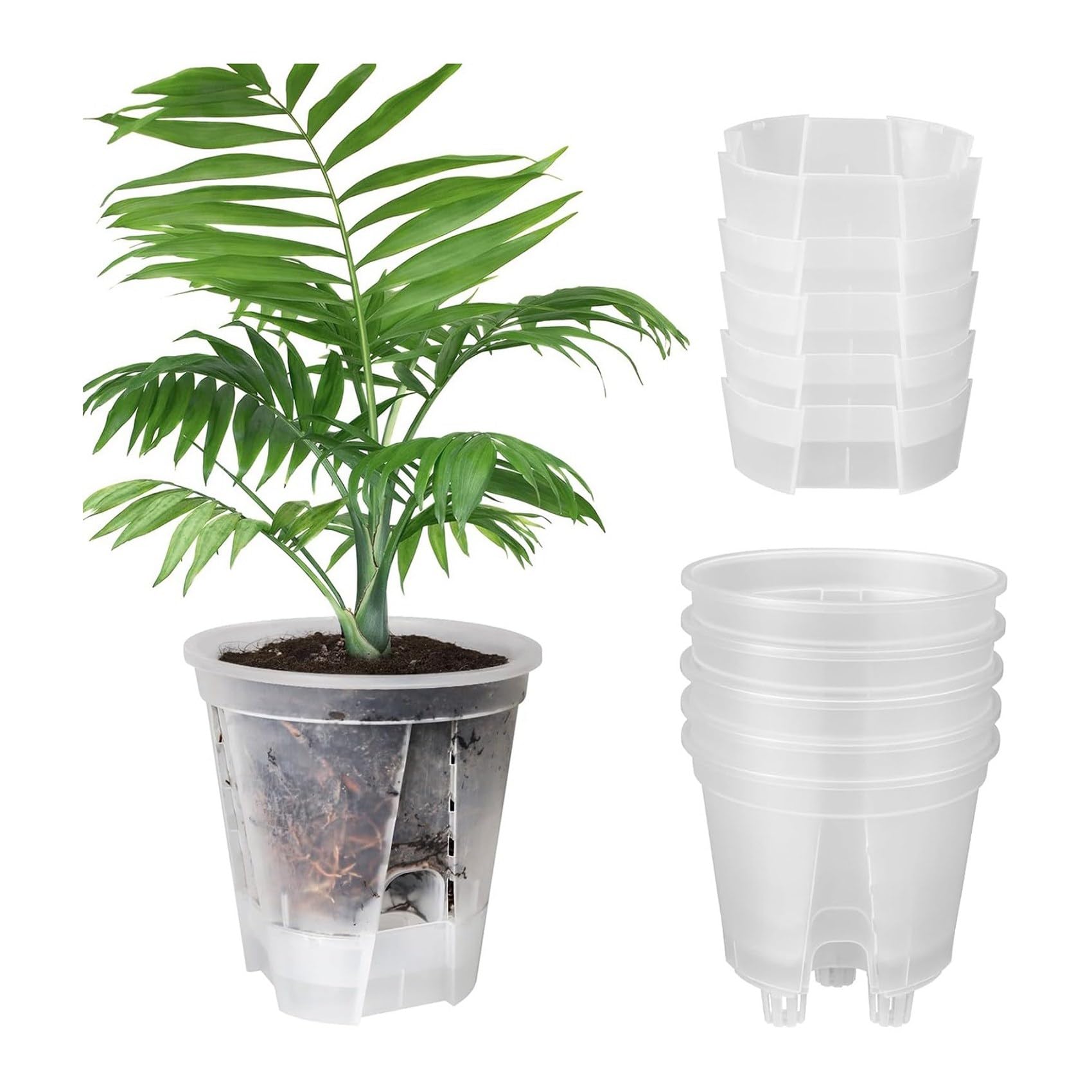 Pots de Jardin en Plastique Transparent de 6 Pouces, Jardinières à Arrosage Automatique, Paquet de 15 Pots de Plantes de Pépinière en Plastique avec Réservoir Profond