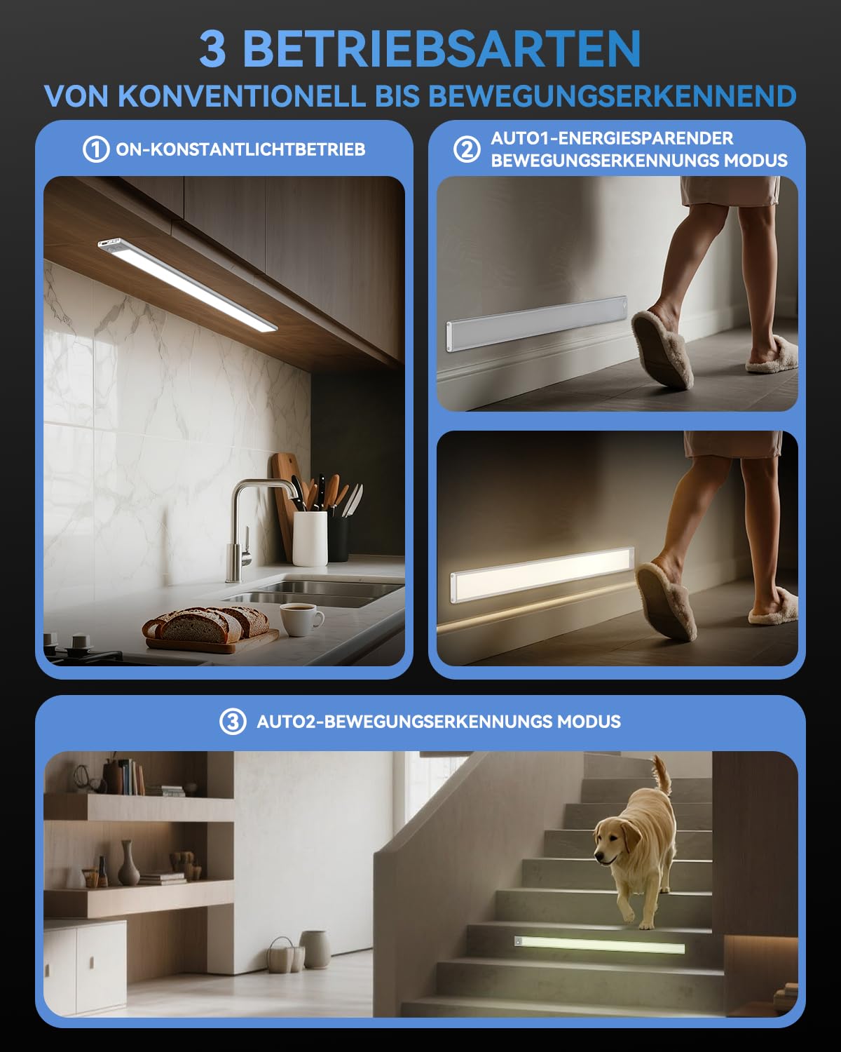 296 LED Unterbauleuchte Küche Dimmbar, 80CM Lichtleiste Schrankbeleuchtung mit Bewegungsmelder, 6600mAh wiederaufladbar Lampe Beleuchtung, 3 Farbmodi 2700-6500K magnetische leiste für Schränke