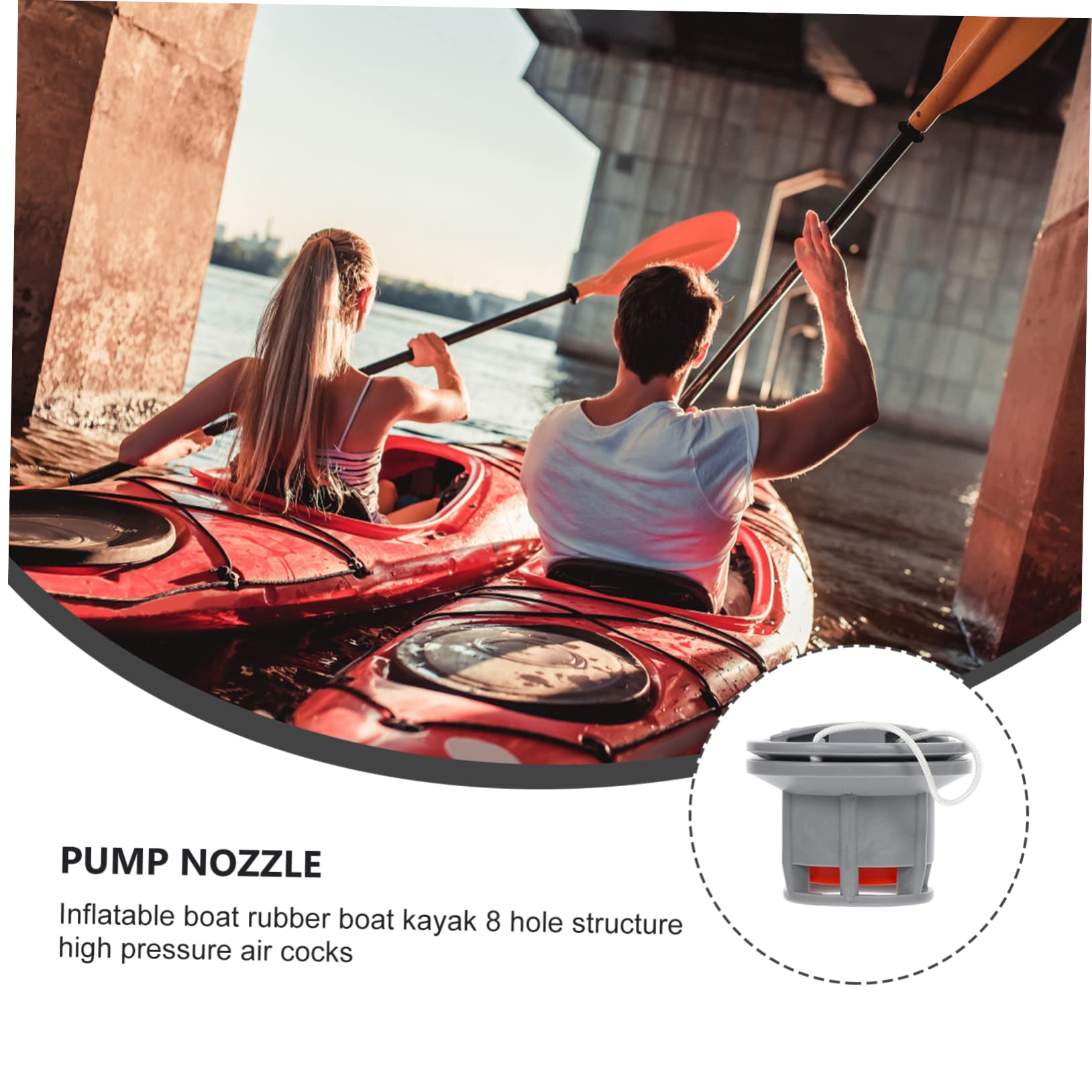Abaodam Boot Gas Check Bootsventil Luft Ersatz schlauchboot Strukturventile mit acht Löchern Hochdruckventile Bootsvorräte Pumpenadapter Umweltschutz-PVC Grey