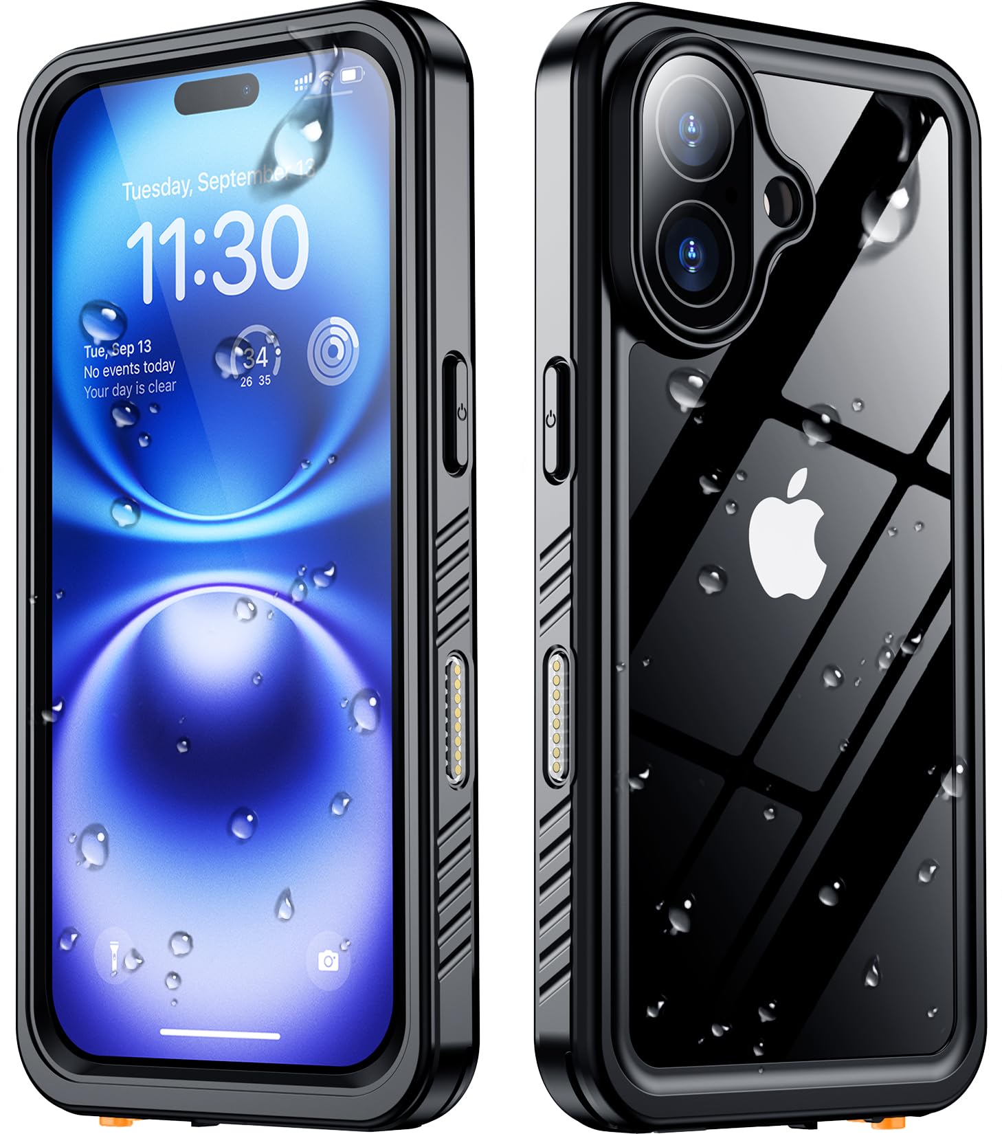 SPIDERCASE for iPhone 16 Case Waterproof, Built-in Lens & Screen Protector, Full Heavy Duty Protection, 12FT Military Shockproof, Dustproof, Anti-Scratched Phone Case,Black