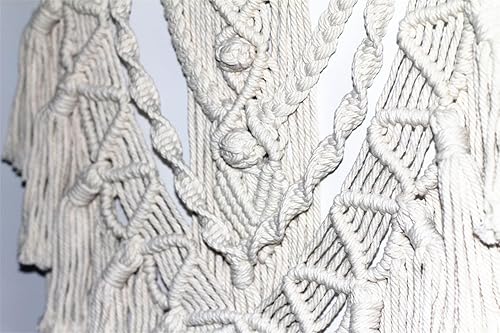 Miniatura 2 de BMIDRUT Tapiz tejido de macramé para colgar en la pared, estilo bohemio, hecho a mano, para boda, dormitorio, sala de estar, fondo de pared, 17 x 30
