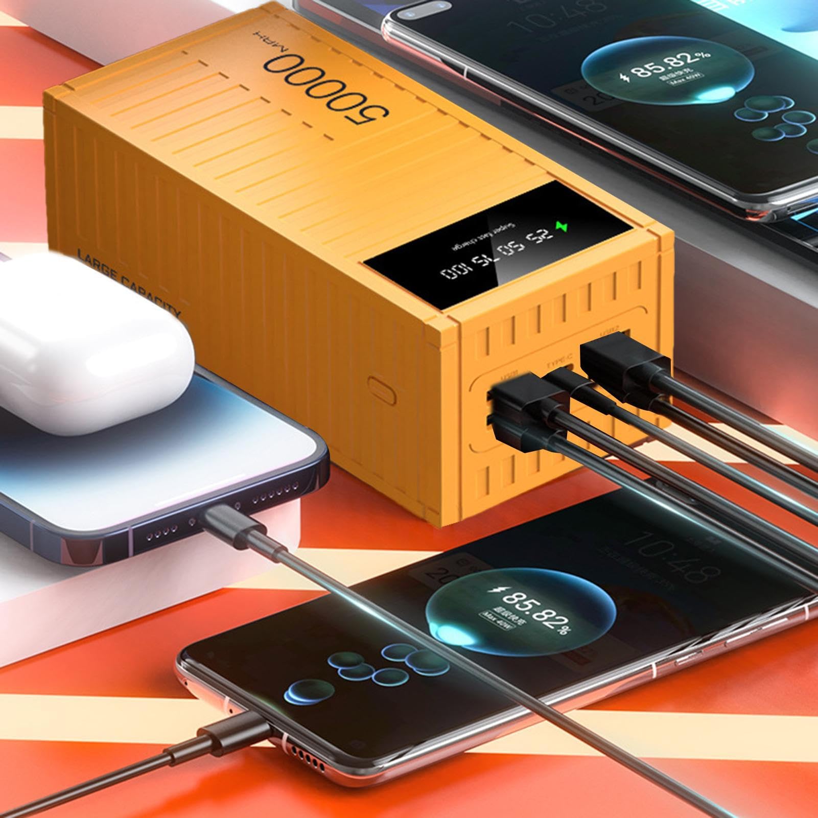 Portable Charger Bank, 50000mAh High Capacity Powers Bank, 66W Fast Charging USB, Multifunctional with LED Display for Hiking, Camping, Outdoor and Urgency Use, ABS