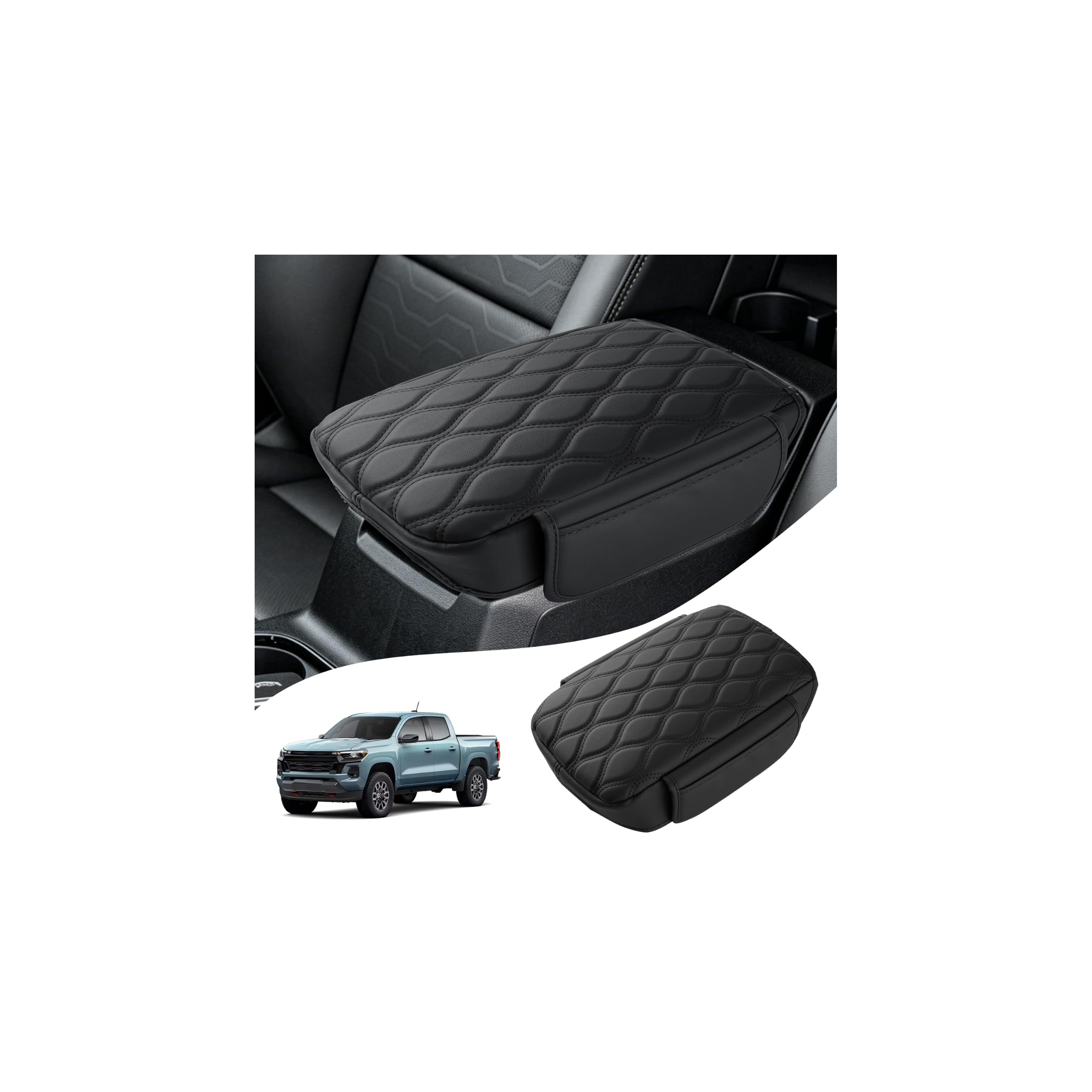 Autorder Center Console Cover for Chevy Colorado/GMC Canyon 2023-2026 Accessories Armrest Cushion Cover with Pockets Storage Bag Leather Middle Console Pad Anti-Scratch Armrest Pad for Pet