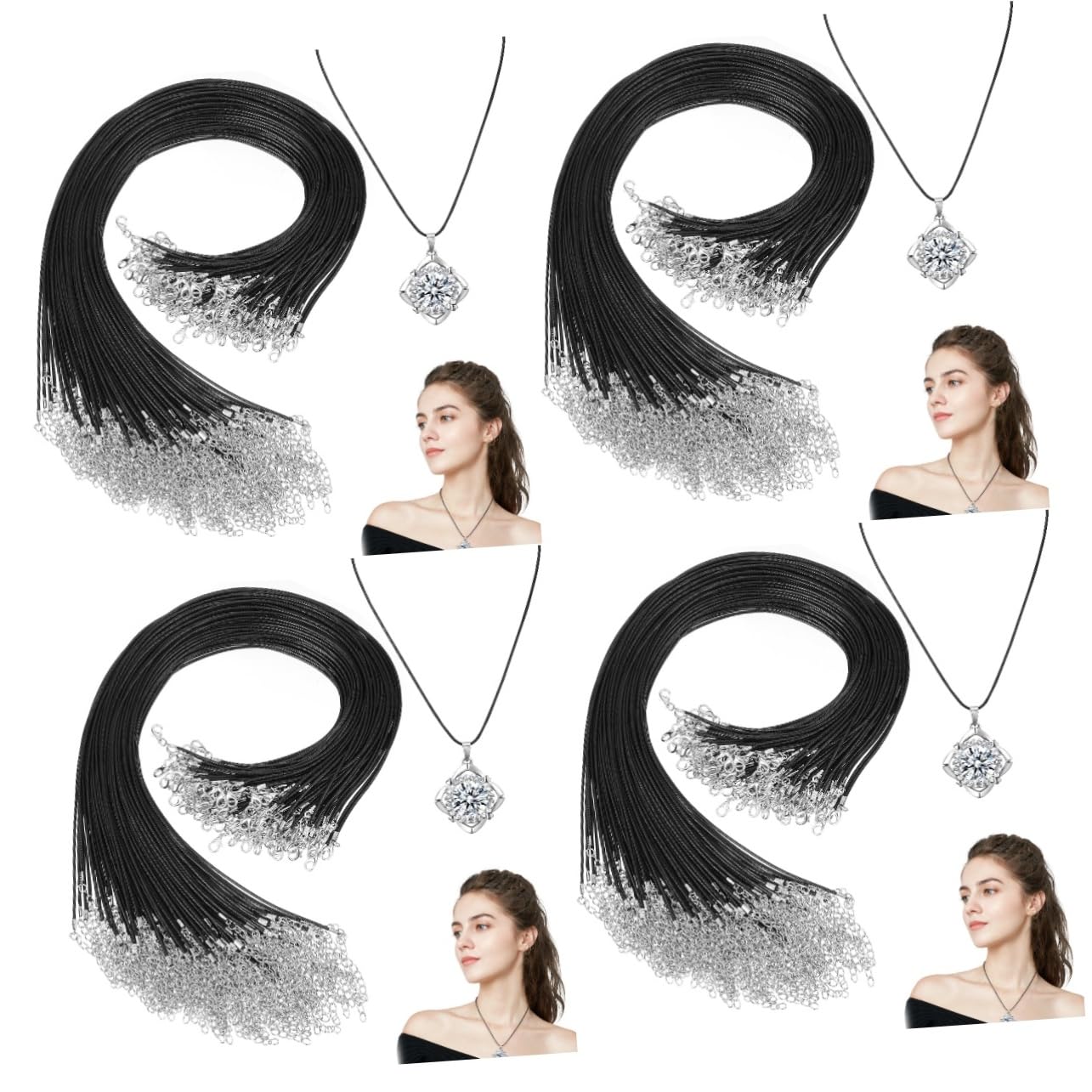 Kit para hacer pulseras de cuerda encerada y collares de cordón negro, 400 piezas