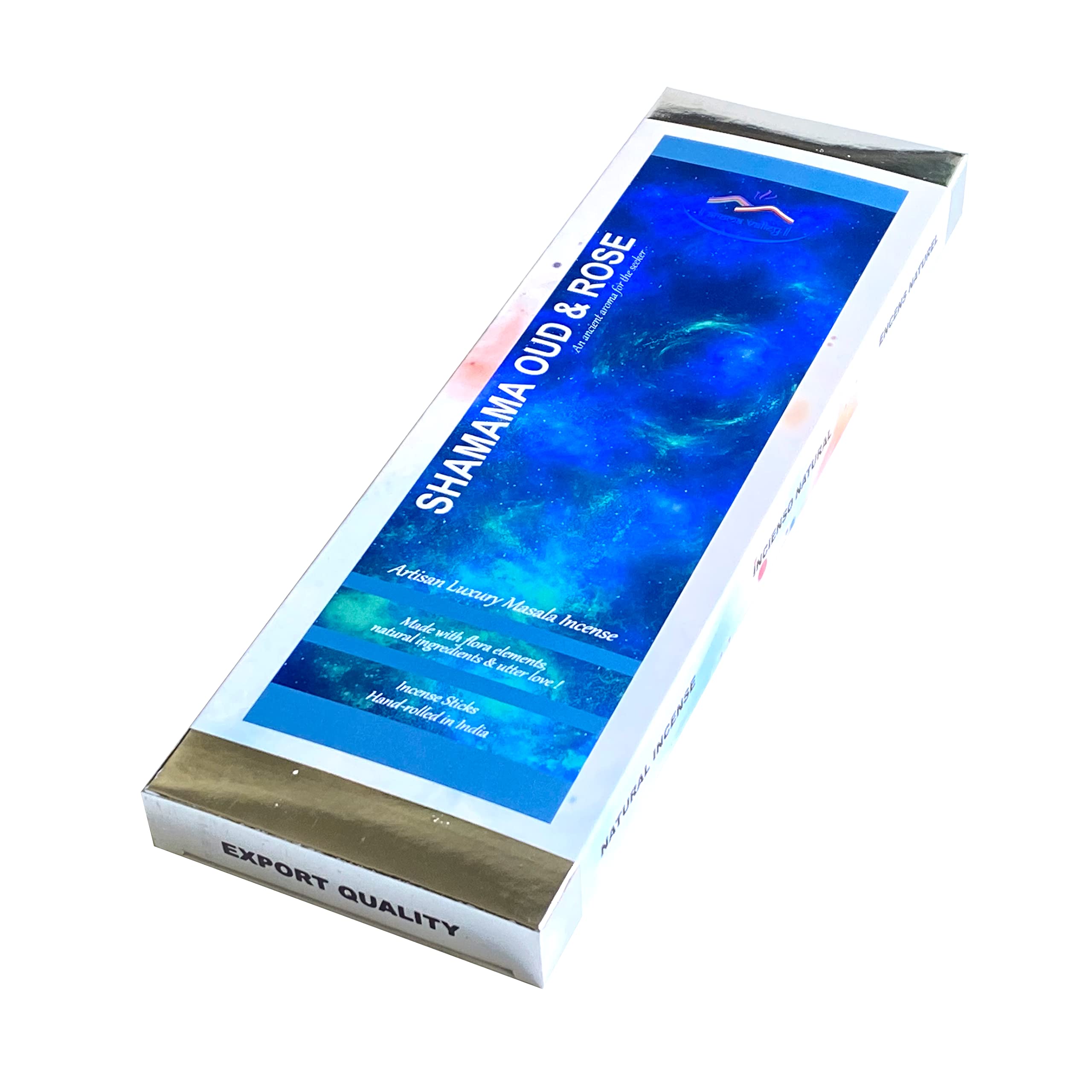 Aroma Valley Shamama, Oud (Agarwood) & Rose Blend - Artisan Luxury Masala Incense Sticks - Divine Scent for Home, Meditation and Yoga - Handrolled 30 Sticks