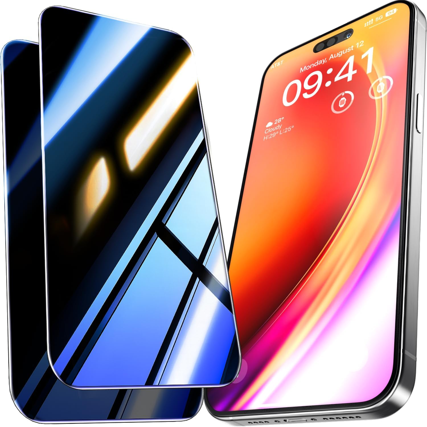 ONE SCREEN PROTECTOR Unbreak 9H+ Top Glass for iPhone 16 Pro Privacy Screen Protector (13FT Military Grade Shatterproof & 100% Anti-Spy) Privacy Screen iPhone 16 Pro Glass (Easy Installation),