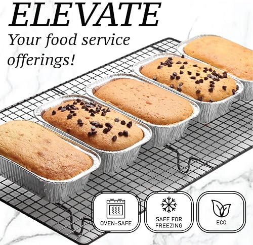 Miniatura 3 de Spare Essentials Paquete de 55 mini moldes de papel de aluminio de 1 libra, moldes desechables de aluminio para hornear para pan individual,