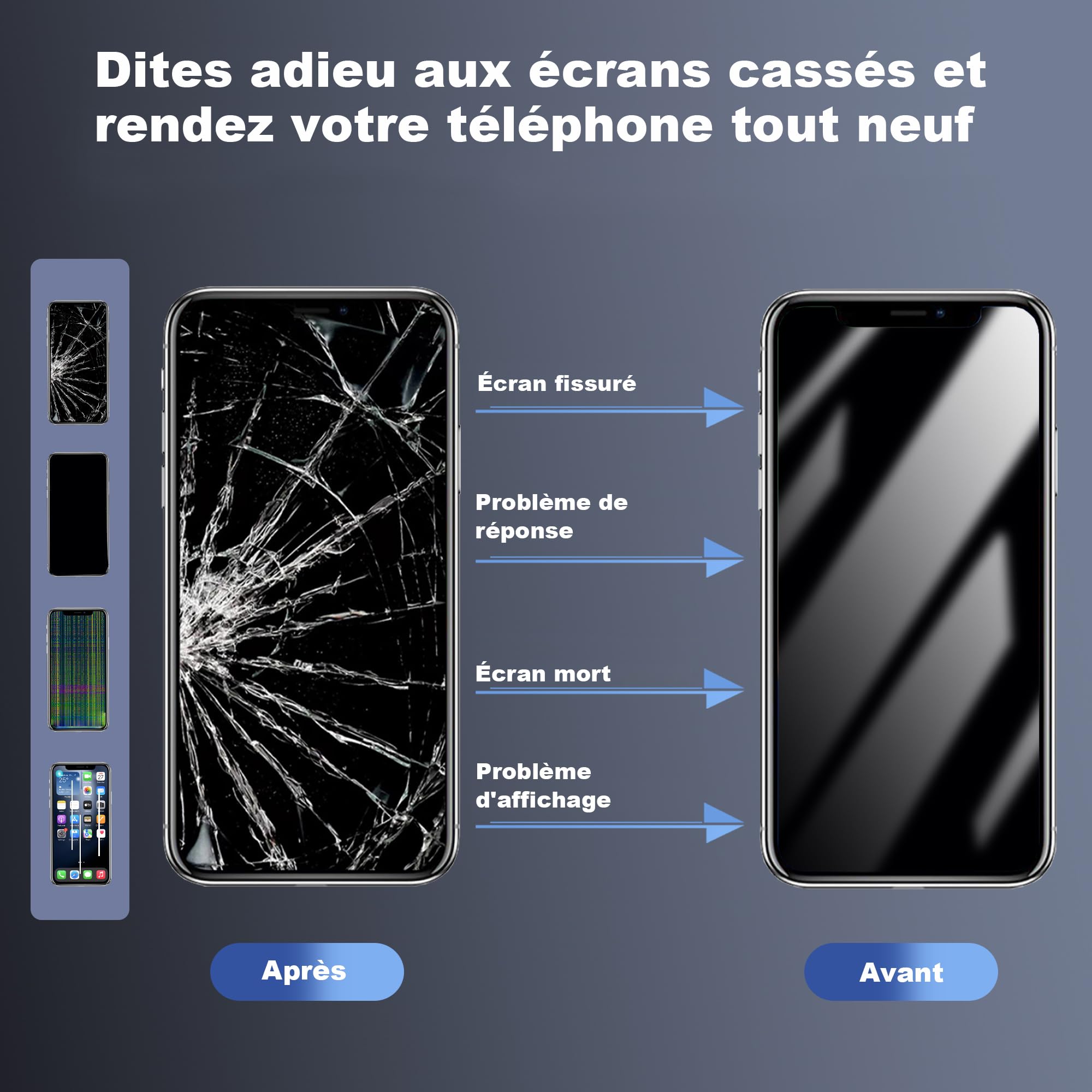 Cadre de Rechange pour iPhone 11 Pro Max avec écran LCD et numériseur d'écran Tactile 3D avec kit d'outils de réparation avec adhésif étanche en Verre trempé