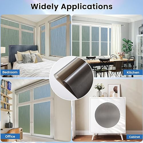 Miniatura 8 de Película para privacidad de ventanas, sin pegamento para esmerilado de vidrio, para la oficina o el hogar, papel decorativo de vinilo opaco con