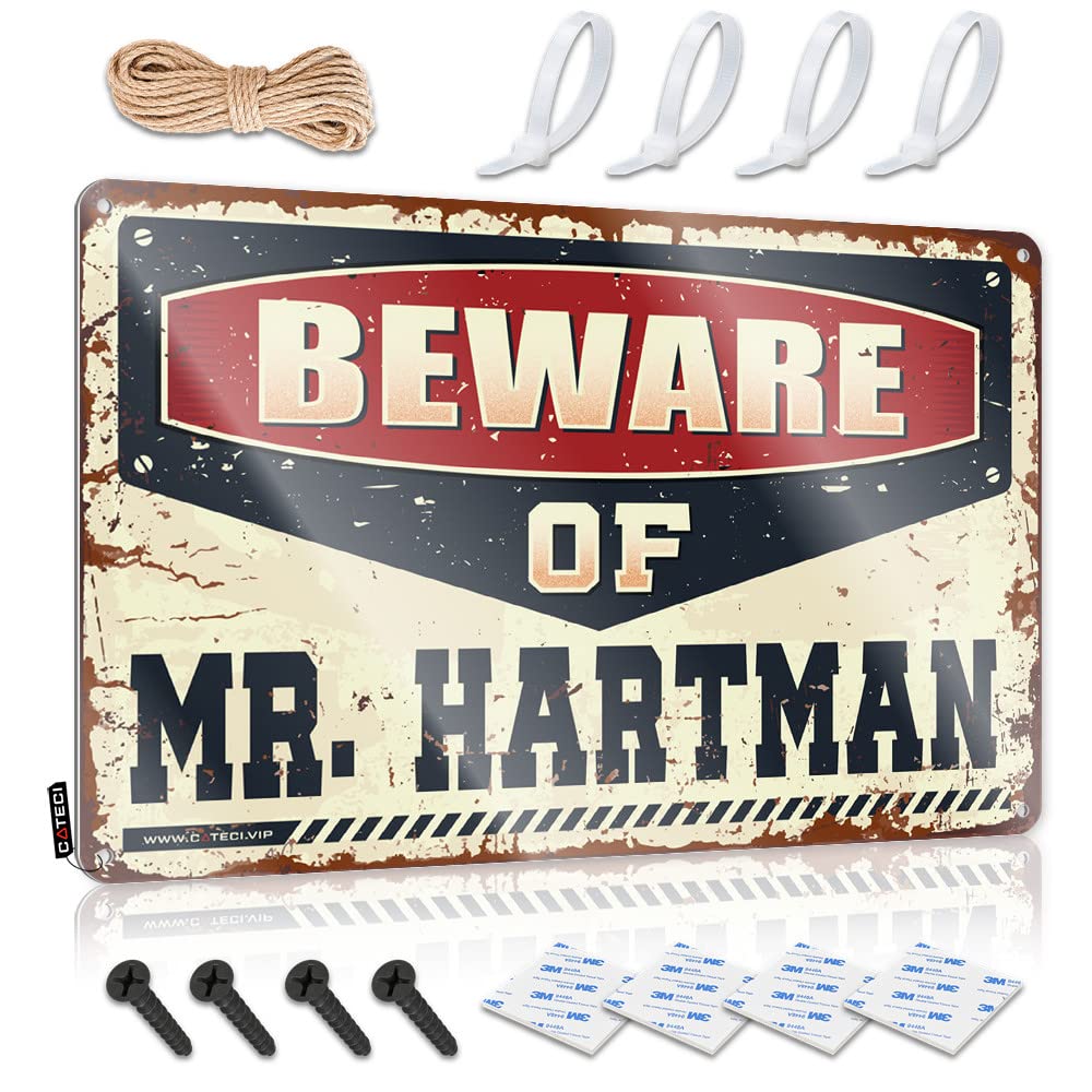 Signs For Bedroom Door Beware Of Mr. Hartman Tin Sign Bar Signs For Home Bar Decor Funny Sarcastic Signs(30X40CM)
